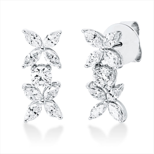 Ohrschmuck 18 kt WG, 16 Nav. 1,58 ct, TW-si, 2 Brill. 0,52 ct, TW-si