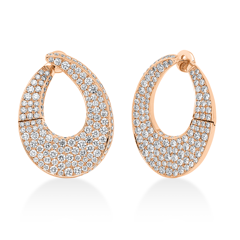 Creolen 18 kt RG, 304 Brill. 5,58 ct, TW-vsi