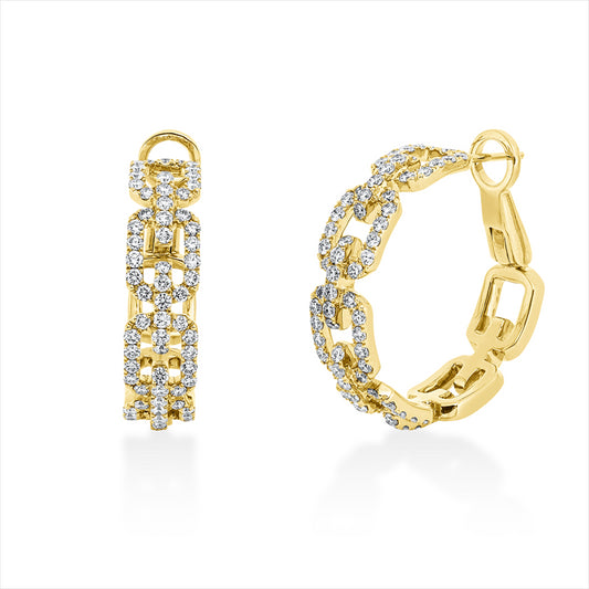 Creolen 18 kt GG, 146 Brill. 2,40 ct, TW-vsi