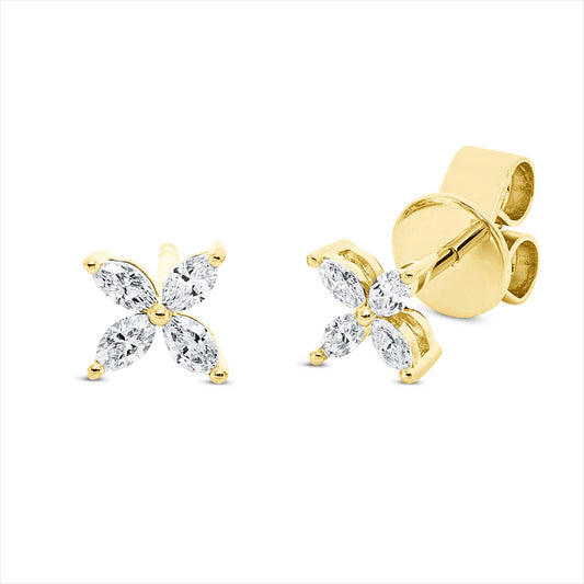 Ohrstecker 18 kt GG, 8 Nav. 0,22 ct, TW-si