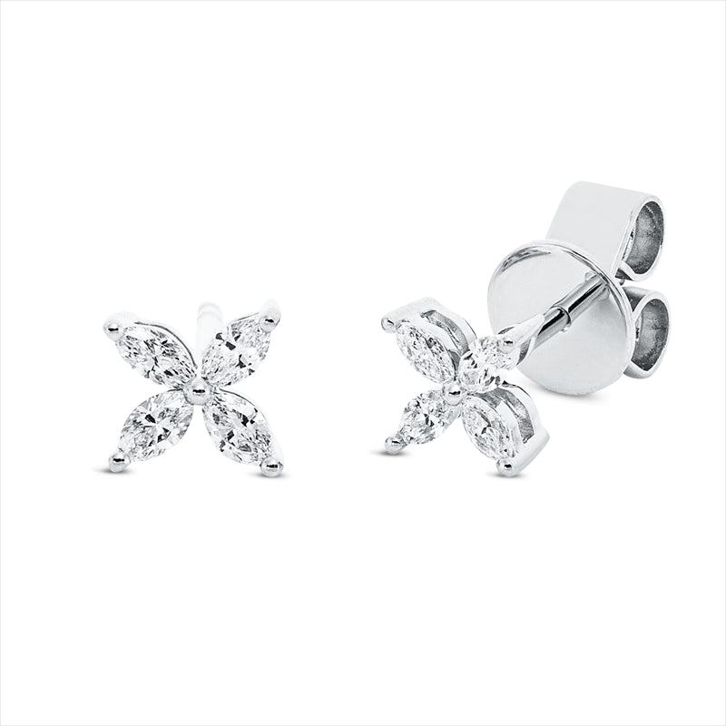 Ohrstecker 18 kt WG, 8 Nav. 0,21 ct, TW-si