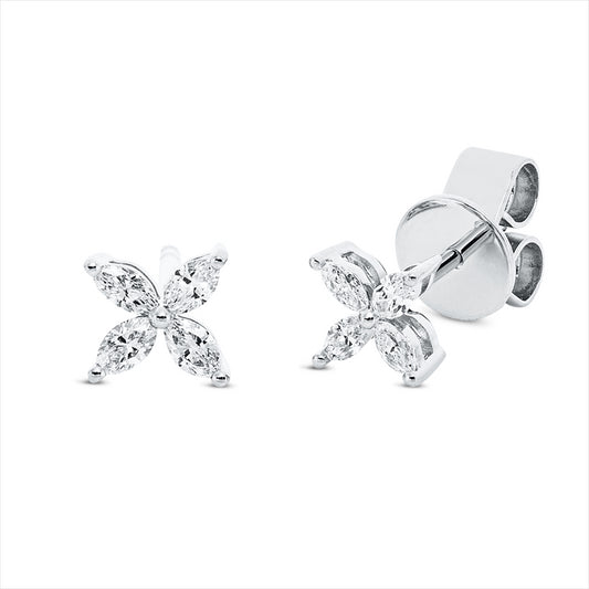 Ohrstecker 18 kt WG, 8 Nav. 0,21 ct, TW-si