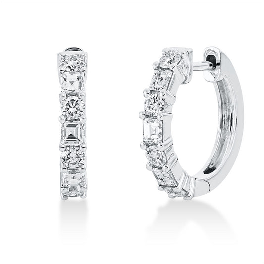 Creolen 18 kt WG, 6 Assher 0,51 ct, TW-si, 8 Brill. 0,52 ct, TW-si