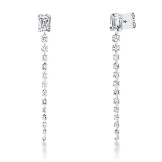 Ohrschmuck 18 kt WG, 8 Bag. 0,21 ct, TW-si, 2 Bag. 0,16 ct, TW-si, 34 Brill. 0,61 ct, TW-si