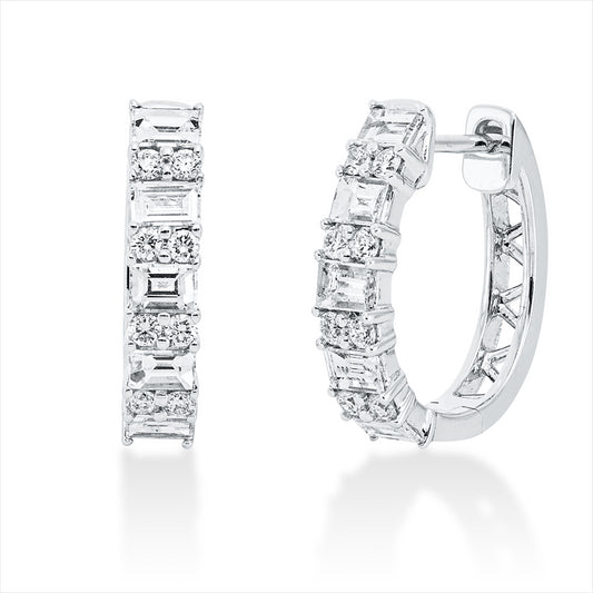 Creolen 18 kt WG, 10 Sm.schliff 0,73 ct, TW-si, 16 Brill. 0,22 ct, TW-si