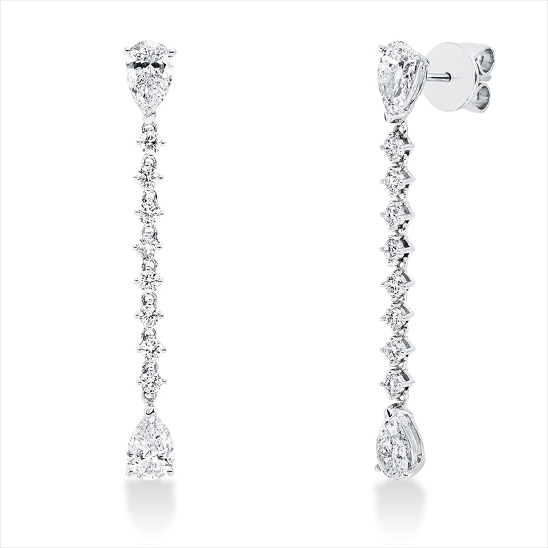 Ohrschmuck 18 kt WG, 4 Tropfen 1,98 ct, TW-si, 16 Brill. 0,55 ct, TW-si