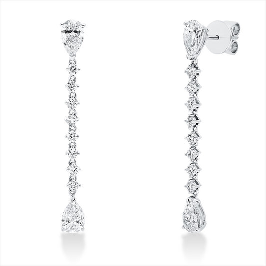 Ohrschmuck 18 kt WG, 4 Tropfen 1,98 ct, TW-si, 16 Brill. 0,55 ct, TW-si
