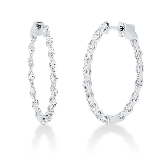 Creolen 18 kt WG, 34 Nav. 0,89 ct,D/-F-si