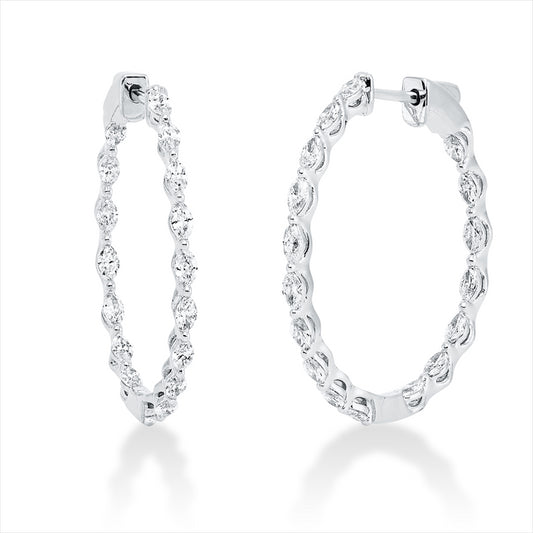 Creolen 18 kt WG, 34 Nav. 0,89 ct, F-si