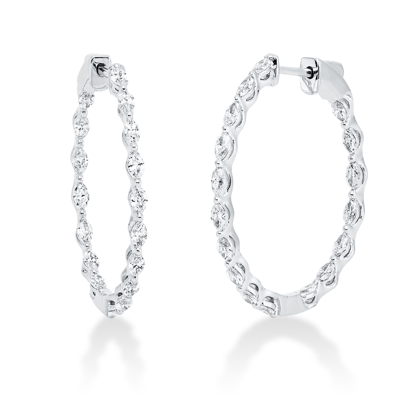 Creolen 18 kt WG, 34 Nav. 0,89 ct, F-si