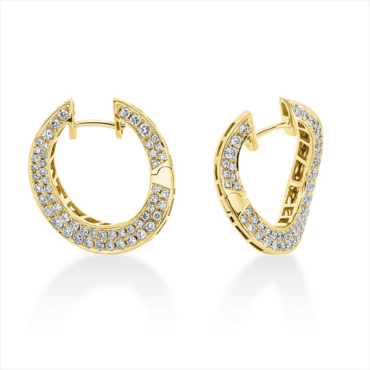 Creolen 18 kt GG, 152 Brill. 1,76 ct, TW-vsi