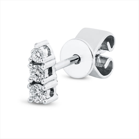 Ohrstecker 18 kt WG, Einzelstück, 3 Brill. 0,06 ct, TW-si