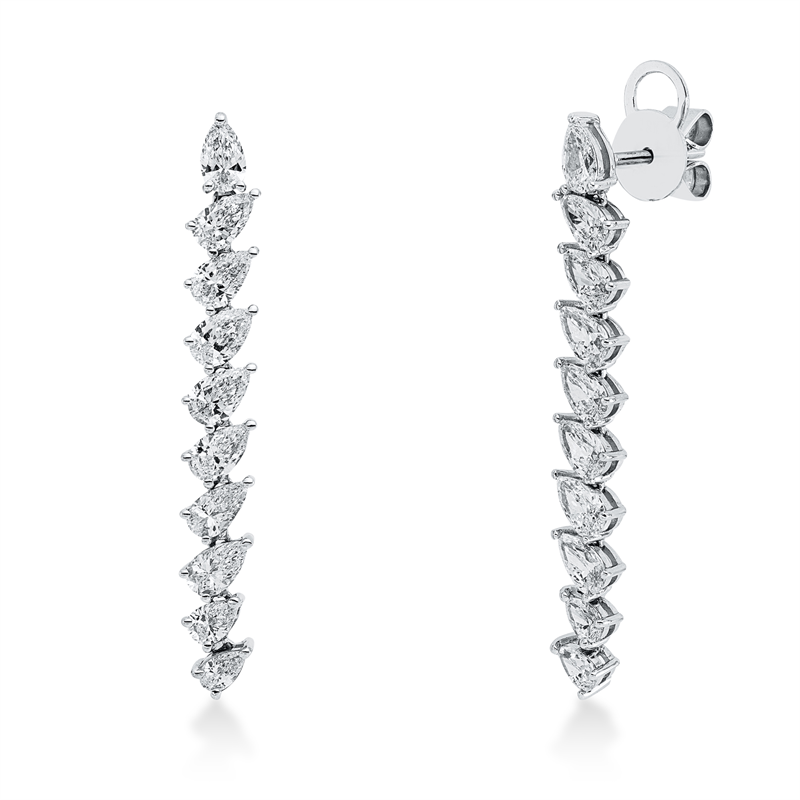 Ohrschmuck 18 kt WG, 20 Tropfen 3,47 ct, TW-vsi