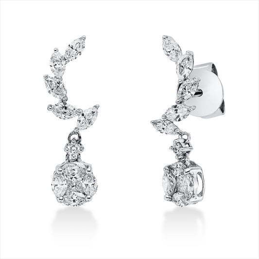 Ohrstecker 18 kt WG, 18 Nav. 0,87 ct, TW-vsi, 2 Princ. 0,19 ct, TW-vsi, 2 Brill. 0,04 ct, TW-si