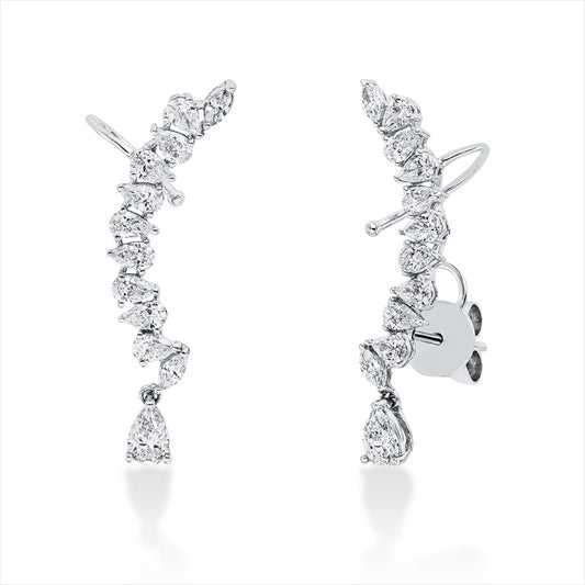 Ohrschmuck 18 kt WG, 2 Tropfen 0,48 ct, TW-vsi, 4 Nav. 0,17 ct, TW-vsi, 18 Tropfen 1,25 ct, TW-vsi