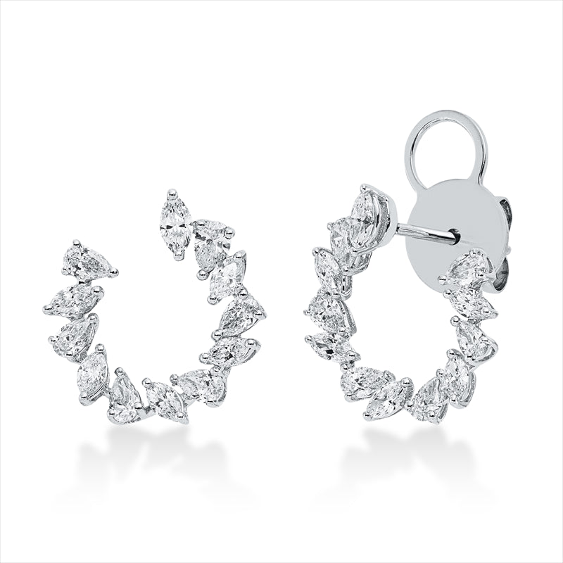 Ohrschmuck 18 kt WG, 12 Tropfen 0,78 ct, TW-vsi, 12 Nav. 0,66 ct, TW-vsi