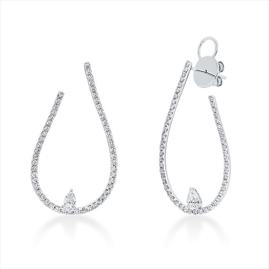 Ohrschmuck 18 kt WG, 2 Tropfen 0,38 ct, TW-vsi, 106 Brill. 1,03 ct, TW-si