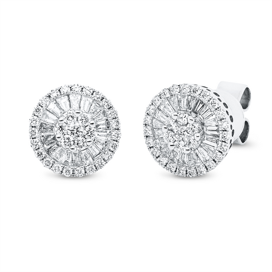 Ohrstecker 18 kt WG, 38 Trap. 0,37 ct, TW-si, 60 Brill. 0,32 ct, TW-si