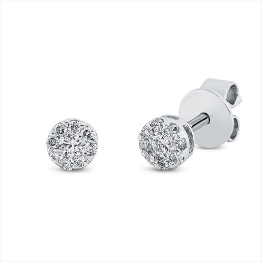 Ohrstecker 18 kt WG, 2 Brill. 0,10 ct, TW-si, 16 Brill. 0,09 ct, TW-si