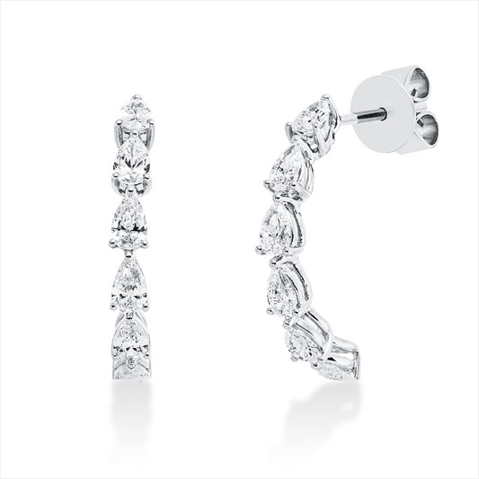 Ohrstecker 18 kt WG, 12 Tropfen 1,10 ct, TW-si