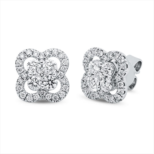 Ohrstecker 14 kt WG, 2 Brill. 0,02 ct, TW-si, 8 Brill. 0,50 ct, TW-si, 48 Brill. 0,26 ct, TW-si