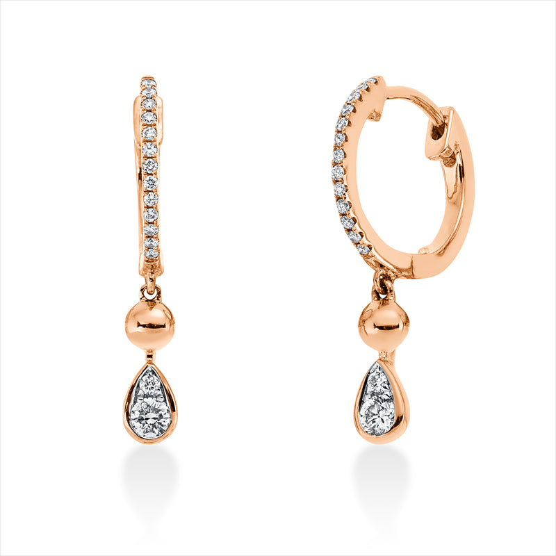 Ohrschmuck 18 kt RG, 2 Brill. 0,02 ct, TW-si, 2 Brill. 0,16 ct, TW-si, 26 Brill. 0,08 ct, TW-si