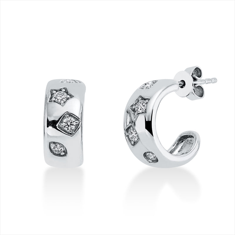 Ohrstecker 18 kt WG, 2 Brill. 0,08 ct, F-vsi/si, 6 Brill. 0,20 ct, F-vsi/si