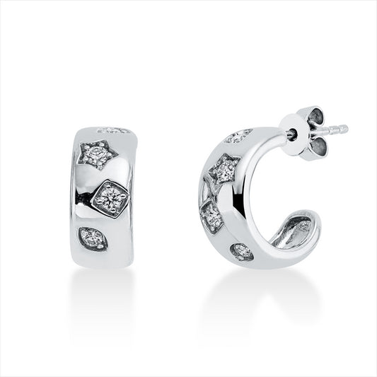 Ohrstecker 18 kt WG, 2 Brill. 0,08 ct, F-vsi/si, 6 Brill. 0,20 ct, F-vsi/si