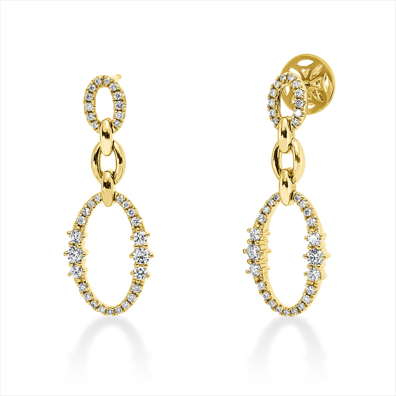 Ohrschmuck 18 kt GG, 8 Brill. 0,09 ct, TW-si, 8 Brill. 0,23 ct, TW-si, 4 Brill. 0,24 ct, TW-si, 50 Brill. 0,30 ct, TW-si