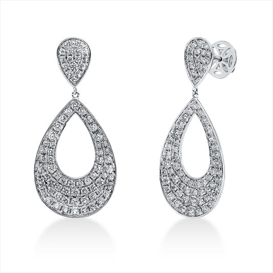 Ohrschmuck 18 kt WG, 50 Brill. 1,24 ct, F-vsi/si, 4 Brill. 0,15 ct, F-vsi/si, 100 Brill. 1,38 ct, F-vsi/si