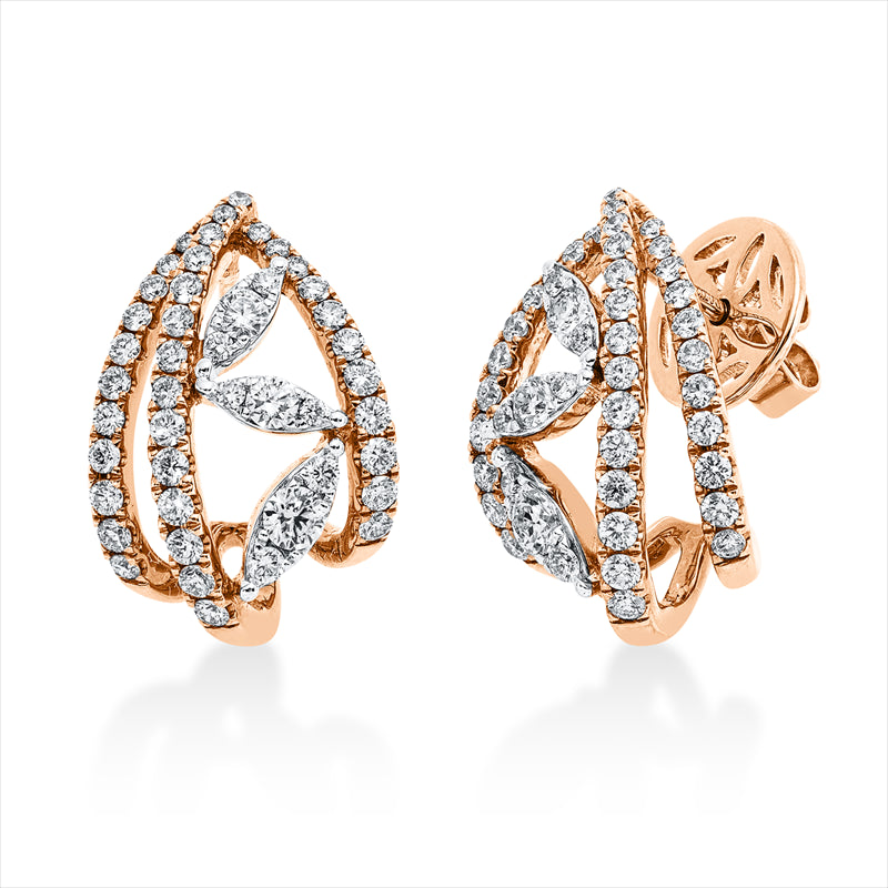 Ohrstecker 18 kt RG,52 Brill. 0,54 ct, 4 Brill. 0,12 ct,2 Brill. 0,12 ct, TW-si, 32 Brill. 0,16 ct, TW-si