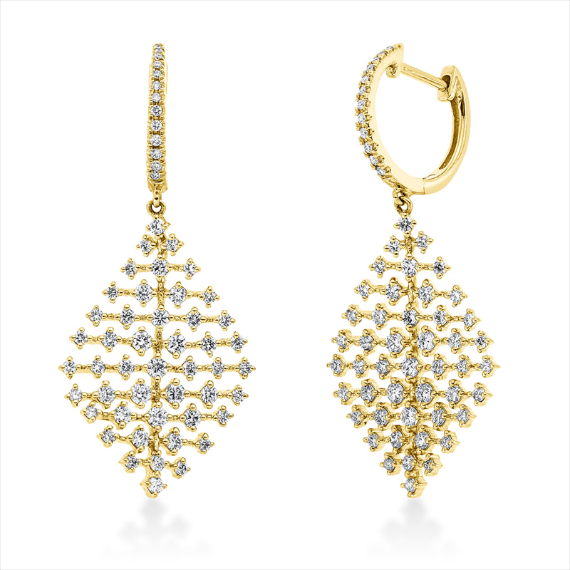 Ohrschmuck 18 kt GG, 82 Brill. 1,10 ct, F-vsi/si, 12 Brill. 0,34 ct, F-vsi/si, 26 Brill. 0,12 ct, F-vsi/si