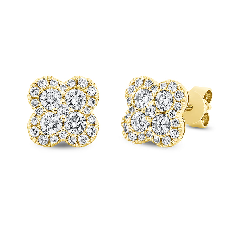 Ohrstecker 18 kt GG,  2 Brill. 0,03 ct, F-vsi/si, 8 Brill. 0,63 ct, F-vsi/si, 40 Brill. 0,24 ct, F-vsi/si