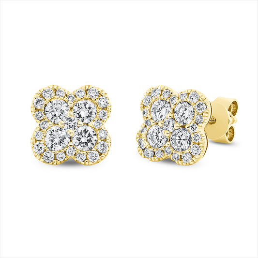 Ohrstecker 18 kt GG,  2 Brill. 0,03 ct, F-vsi/si, 8 Brill. 0,63 ct, F-vsi/si, 40 Brill. 0,24 ct, F-vsi/si