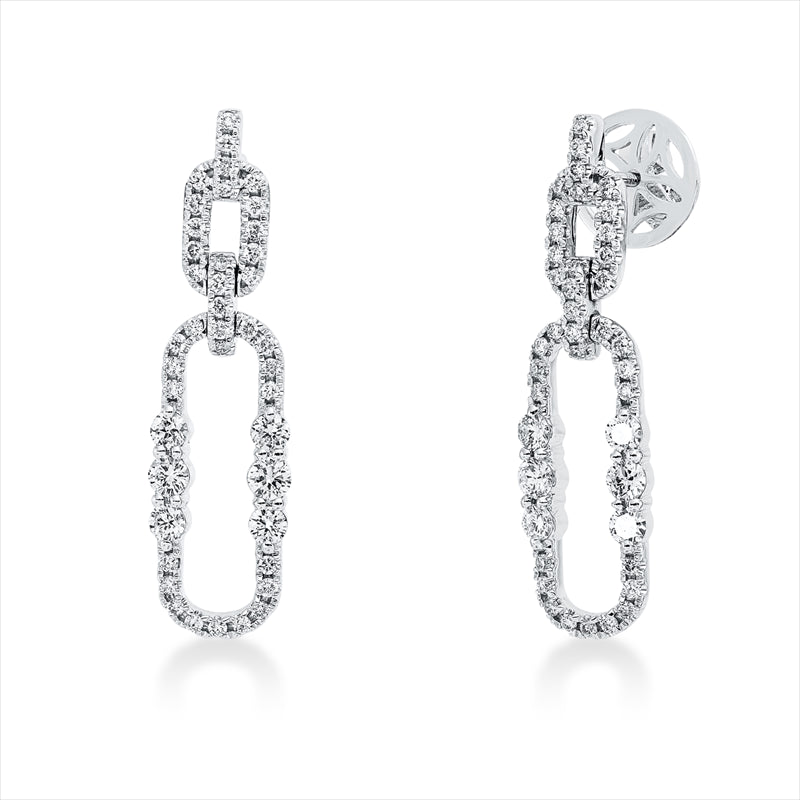 Ohrschmuck 18 kt WG, 72 Brill. 0,49 ct, TW-si, 4 Brill. 0,27 ct, TW-si, 8 Brill. 0,40 ct, TW-si