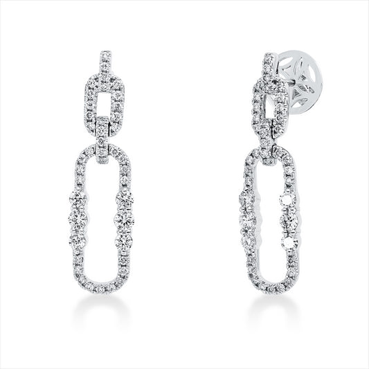 Ohrschmuck 18 kt WG, 72 Brill. 0,49 ct, TW-si, 4 Brill. 0,27 ct, TW-si, 8 Brill. 0,40 ct, TW-si