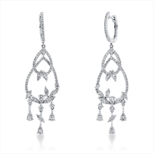 Ohrschmuck 18 kt WG, 22 Brill. 0,42 ct, 168 Brill. 0,63 ct,8 Brill. 0,38 ct, TW-si, 2 Brill. 0,06 ct, TW-si