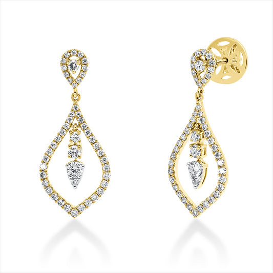 Ohrschmuck 18 kt GG,34 Brill. 0,32 ct, F-vsi/si, 58 Brill. 0,30 ct, F-vsi/si, 6 Brill. 0,28 ct, F-vsi/si