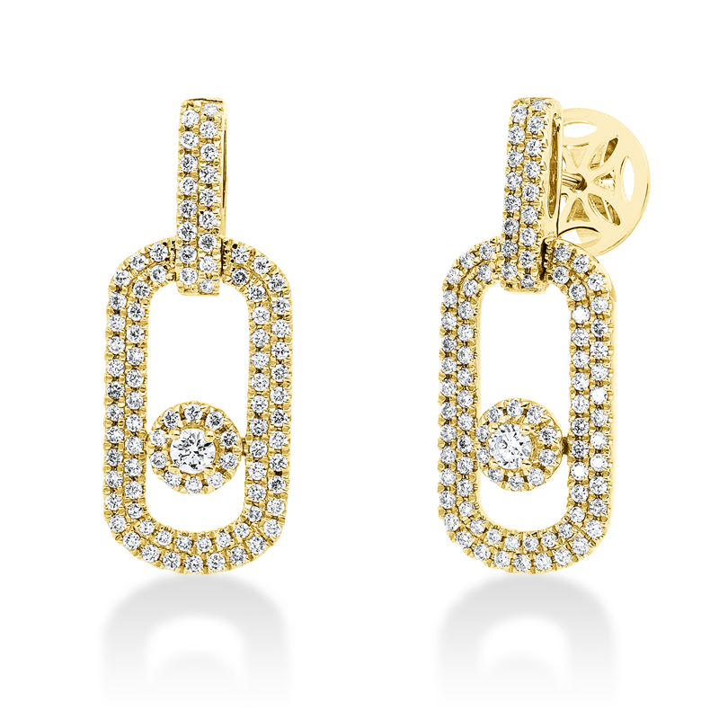 Ohrschmuck 18 kt GG, 2 Brill. 0,11 ct, TW-si, 184 Brill. 0,90 ct, TW-si