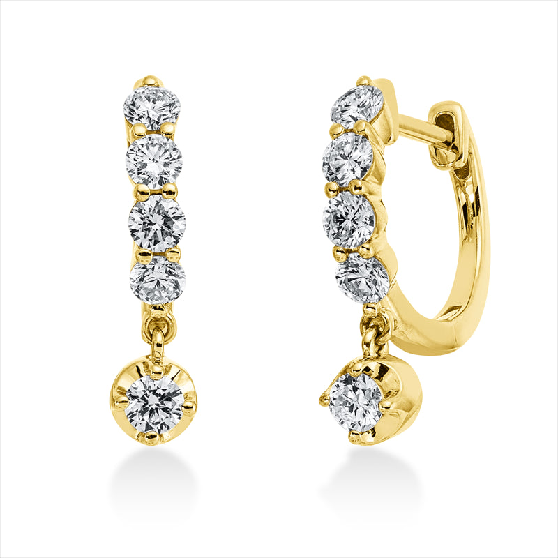 Ohrschmuck 18 kt GG, 2 Brill. 0,18 ct, TW-si, 8 Brill. 0,54 ct, TW-si