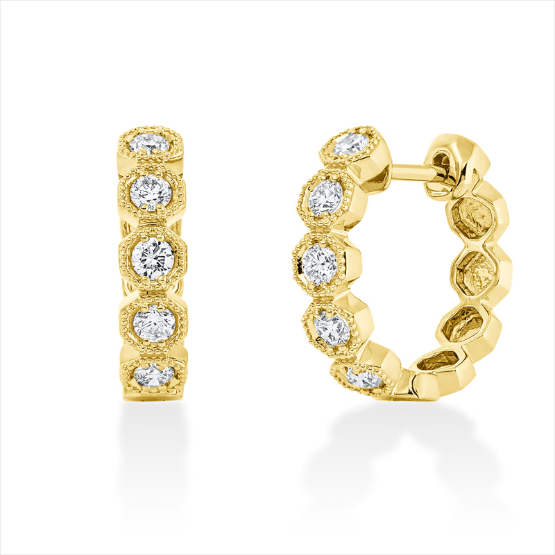 Creolen 18 kt GG, 10 Brill. 0,57 ct, TW-si