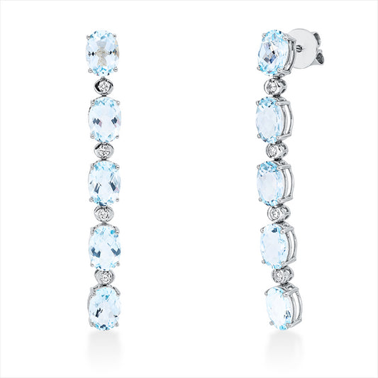 Ohrschmuck 18 kt WG, 8 Brill. 0,23 ct, TW-si, 10 Topase 9,40 ct sky blue