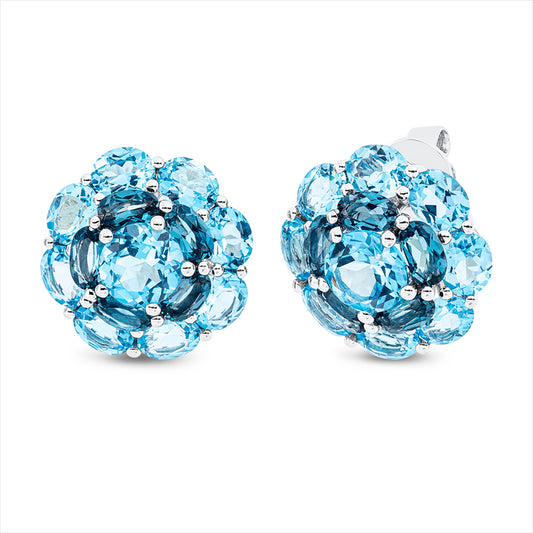 Ohrschmuck 18 kt WG,16 Topase 6,80ct Lond. blue,2 Topase 2,70ct blau,10 Topase 2,50 ct Lond. blue