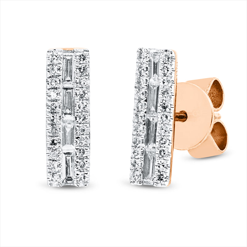 Ohrstecker 14 kt RG, Fassung rhodiniert, 8 Bag. 0,17 ct, TW-si, 44 Dia. 0,12 ct, W-si