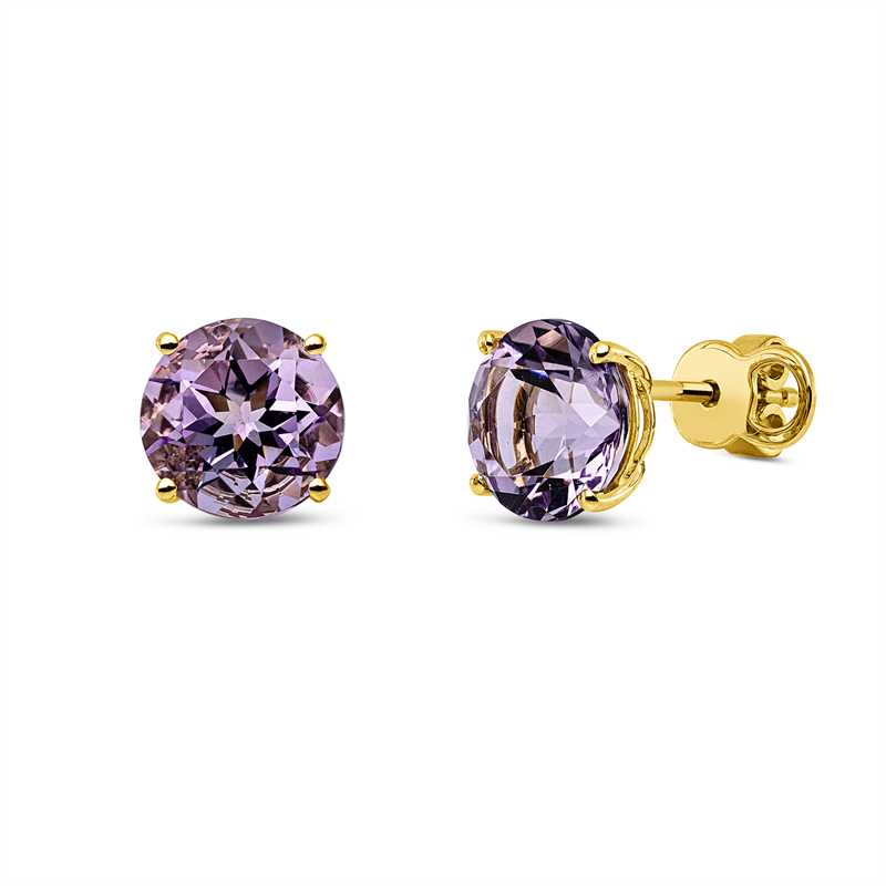 Ohrstecker 18 kt GG, Sicherheitsverschluss, 2 Amethyste 3,80 ct pink