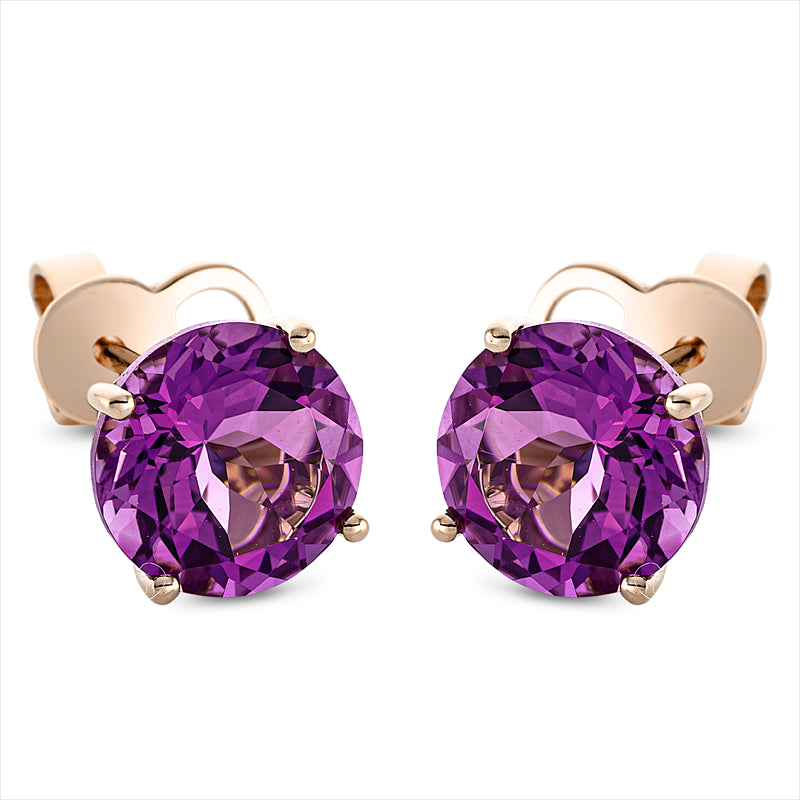 Ohrstecker 18 kt RG, Sicherheitsverschluss, 2 Amethyste 3,90 ct lila
