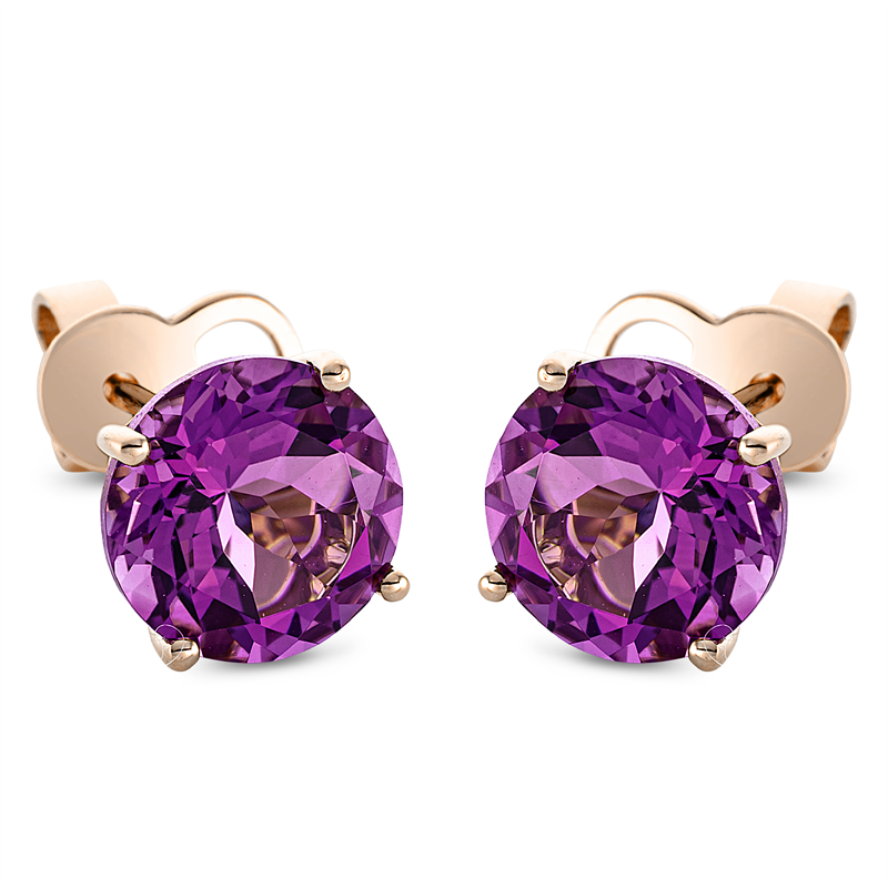 Ohrstecker 18 kt RG, Sicherheitsverschluss, 2 Amethyste 3,80 ct pink