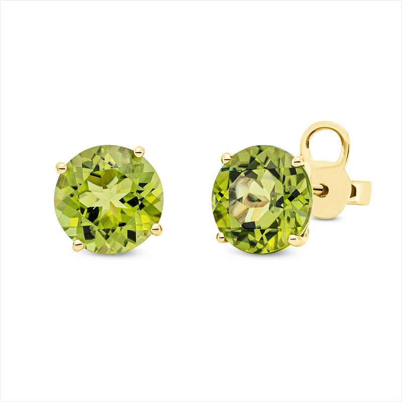 Ohrstecker 18 kt GG, Sicherheitsverschluss, 2 Peridot 4,70 ct grün