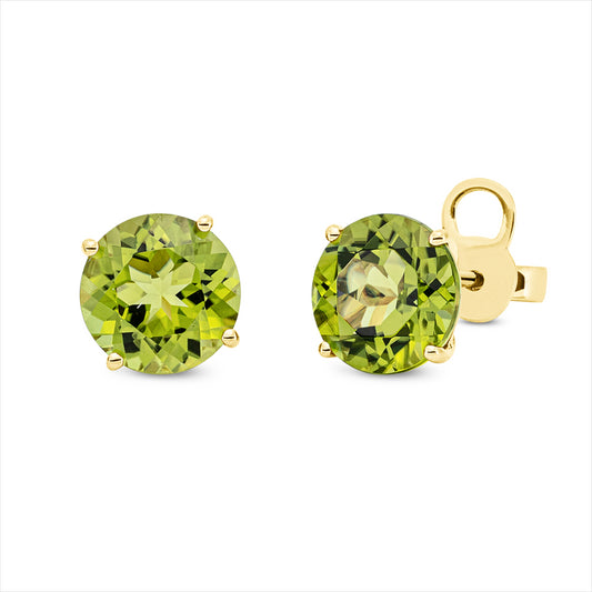 Ohrstecker 18 kt GG, Sicherheitsverschluss, 2 Peridot 4,70 ct grün