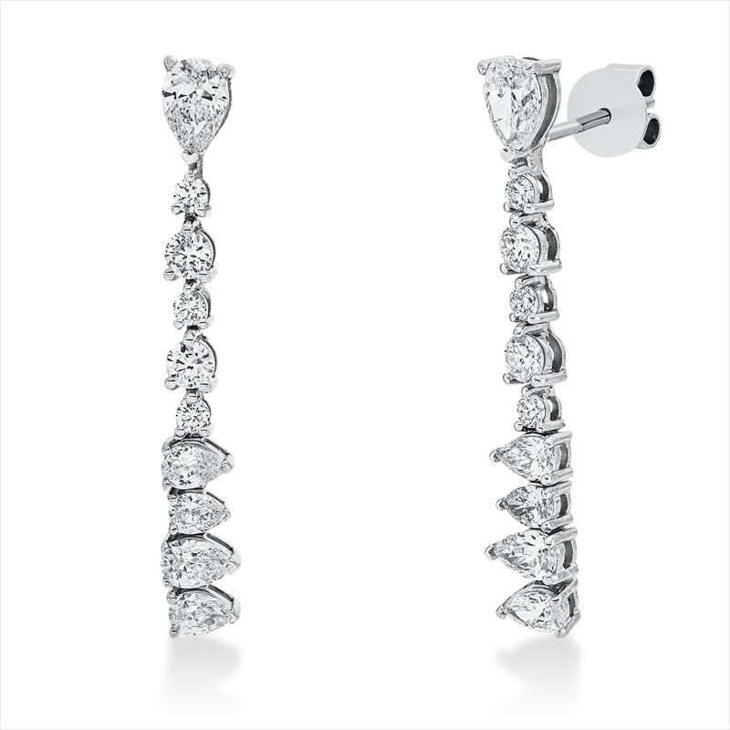 Ohrschmuck 18 kt WG, 10 Tropfen 1,37 ct, F-vsi/si, 10 Brill. 0,48 ct, F-vsi/si